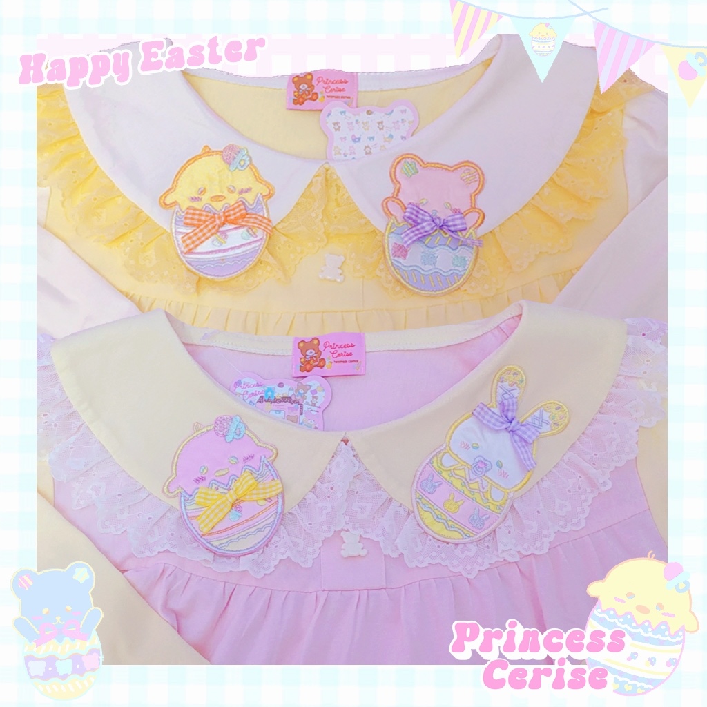 1 pieces「Princess Cerise Handmade」Happy Easter! Handmade cotton tops ハッピーイースターハンドメイドトップス 58632